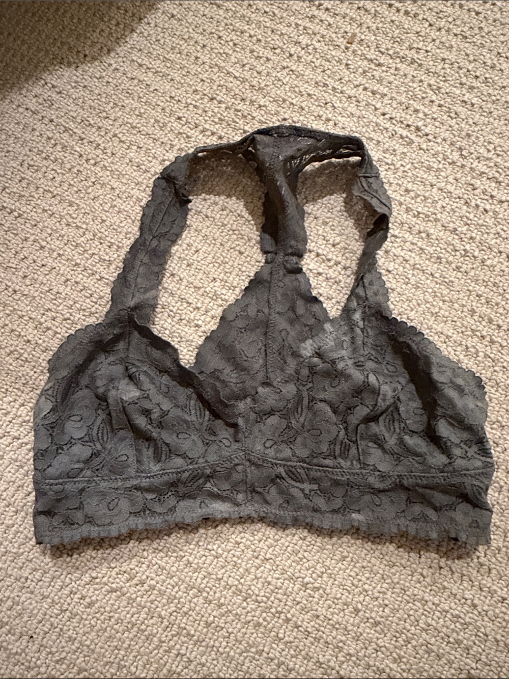 Free People Lace Halter Racerback Bralette - grey